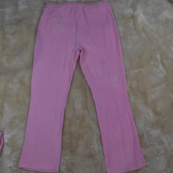 Lilly Pulitzer Terry Cloth Pink Lounge Track Set Full Zip Hoodie XL Pants L - Picture 4 of 14